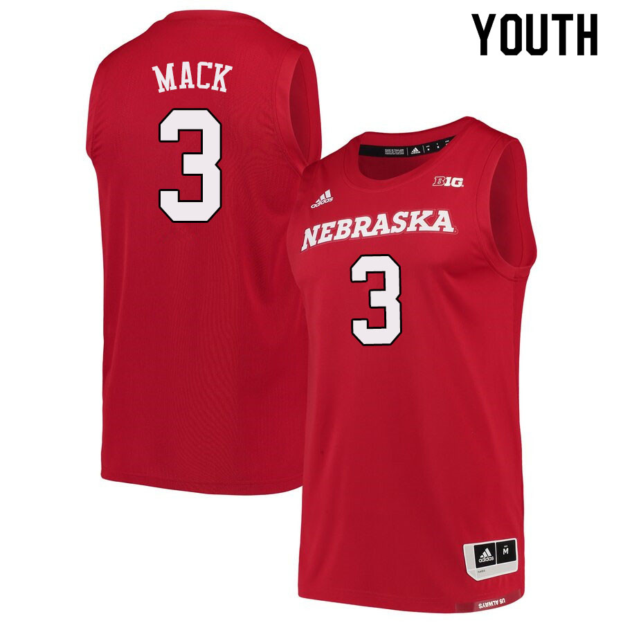 Youth #3 Cam Mack Nebraska Cornhuskers College Basketball Jerseys Sale-Scarlet